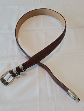 JRC Handmade Leather Belt Brown Silver Western Buckle Size 40